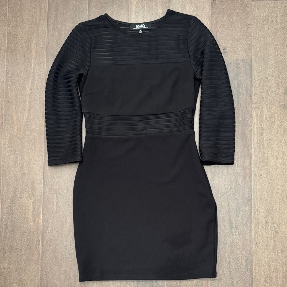 Lulus Black Sheer Long Sleeve Bodycon Mini Dress Size M Cocktail Party
